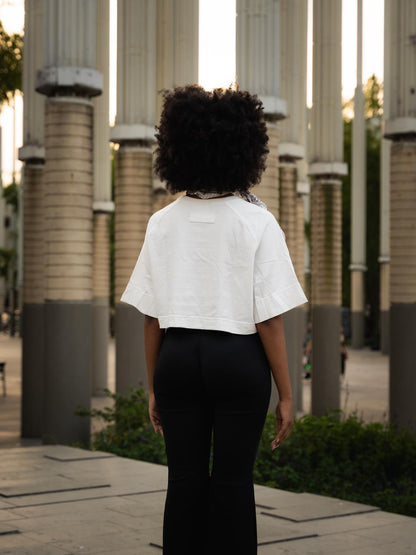 Camiseta Blanca Cropped Mujer