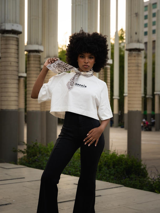 Camiseta Blanca Cropped Mujer